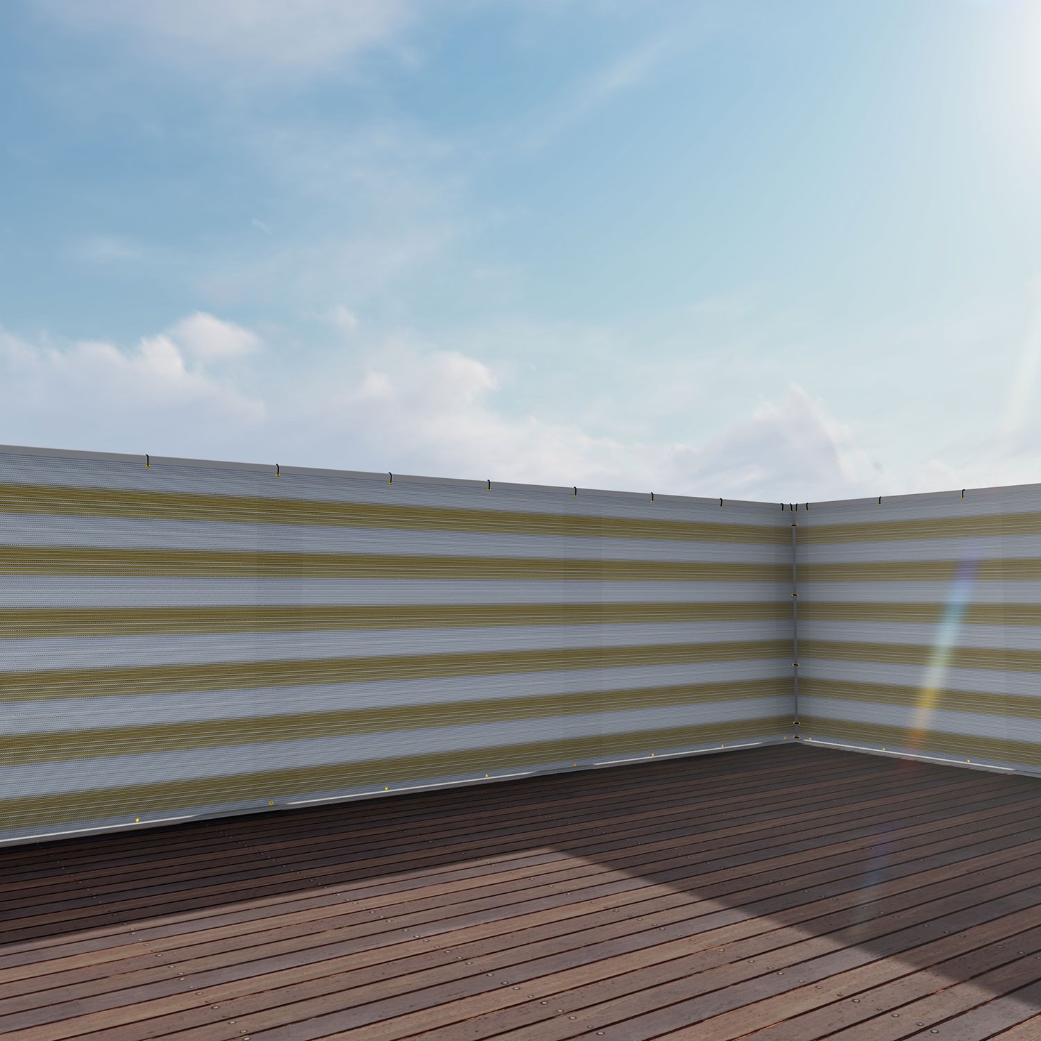 35in Balcony Fence Screen Privacy Deck Railing Shelter Shade Cover Beigestripe