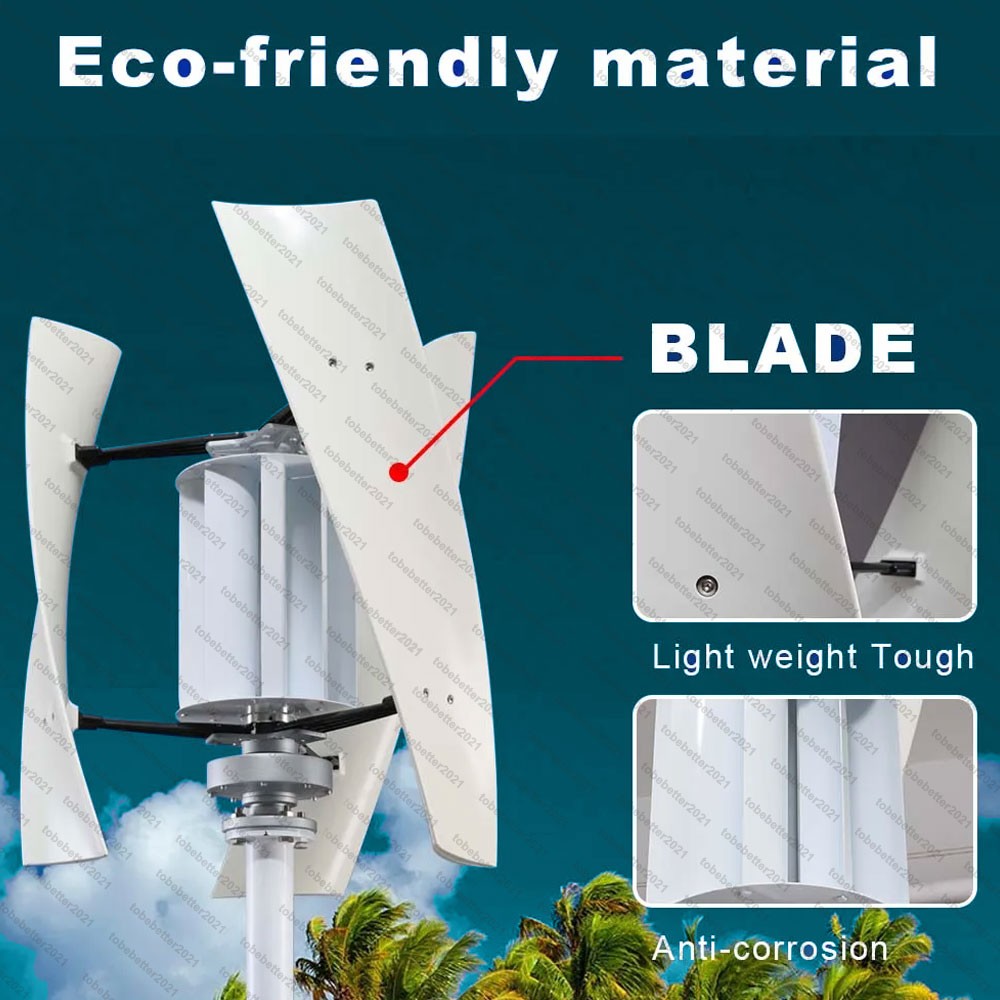 3000W Vertical Axis Wind Turbine Generator with Controller Kit Max 12V/24V 48V