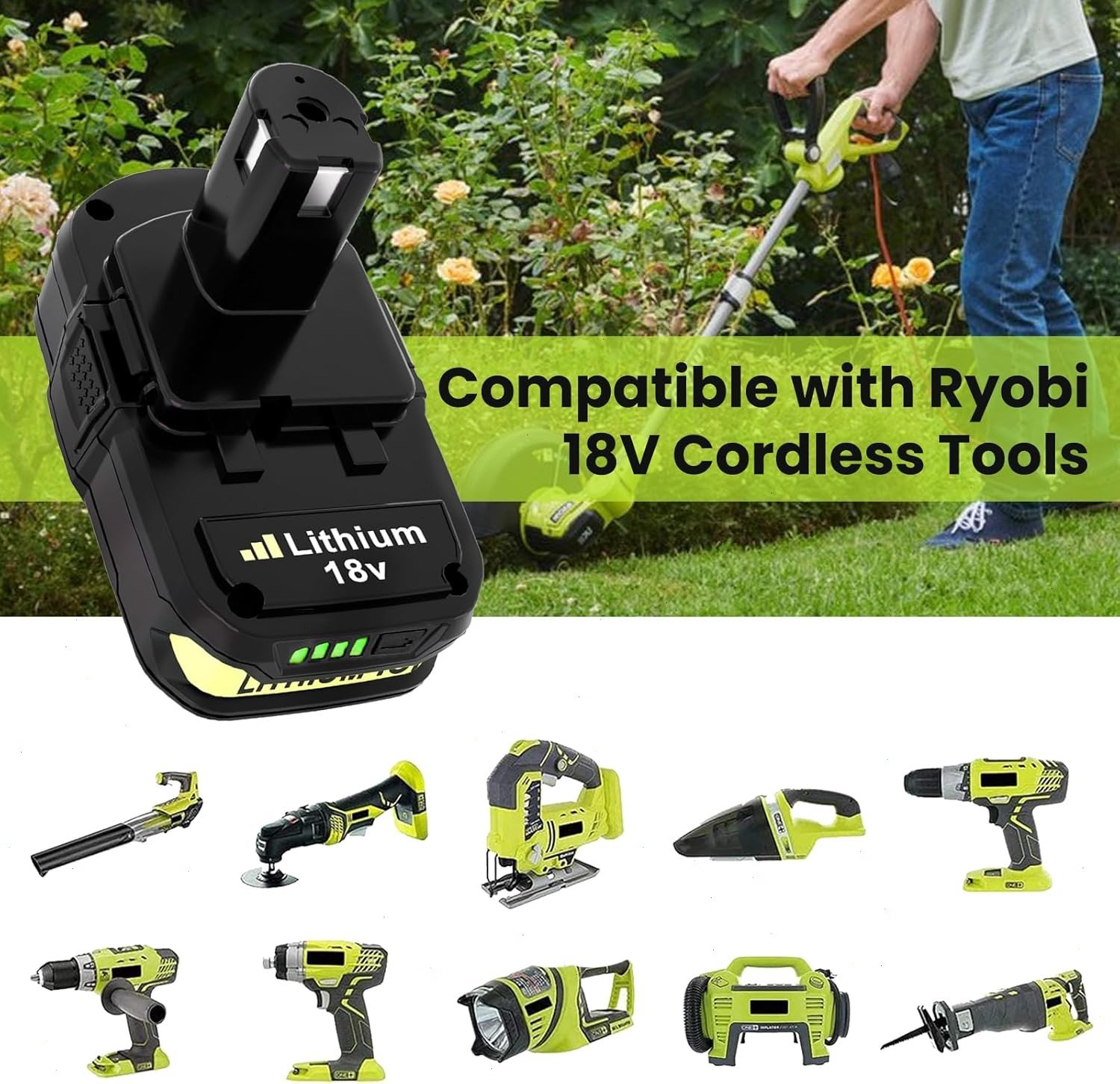 2PACK For RYOBI 18V 3.6Ah P108 High Capacity Battery 18Volt Lithium-Ion One Plus