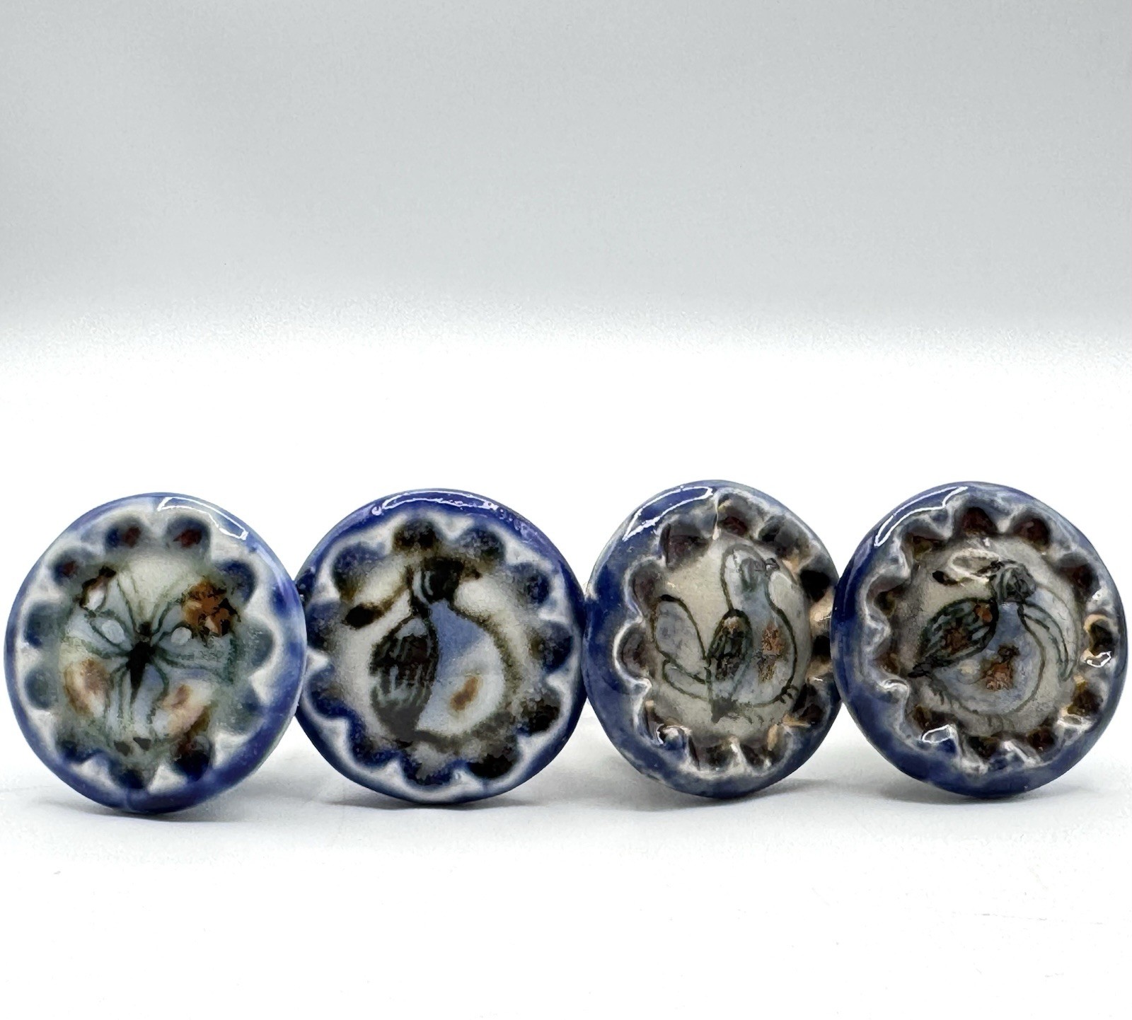 Ken Edwards Tonala Pottery Drawer Pulls Set 10 Knobs Birds & Butterfly Mexico