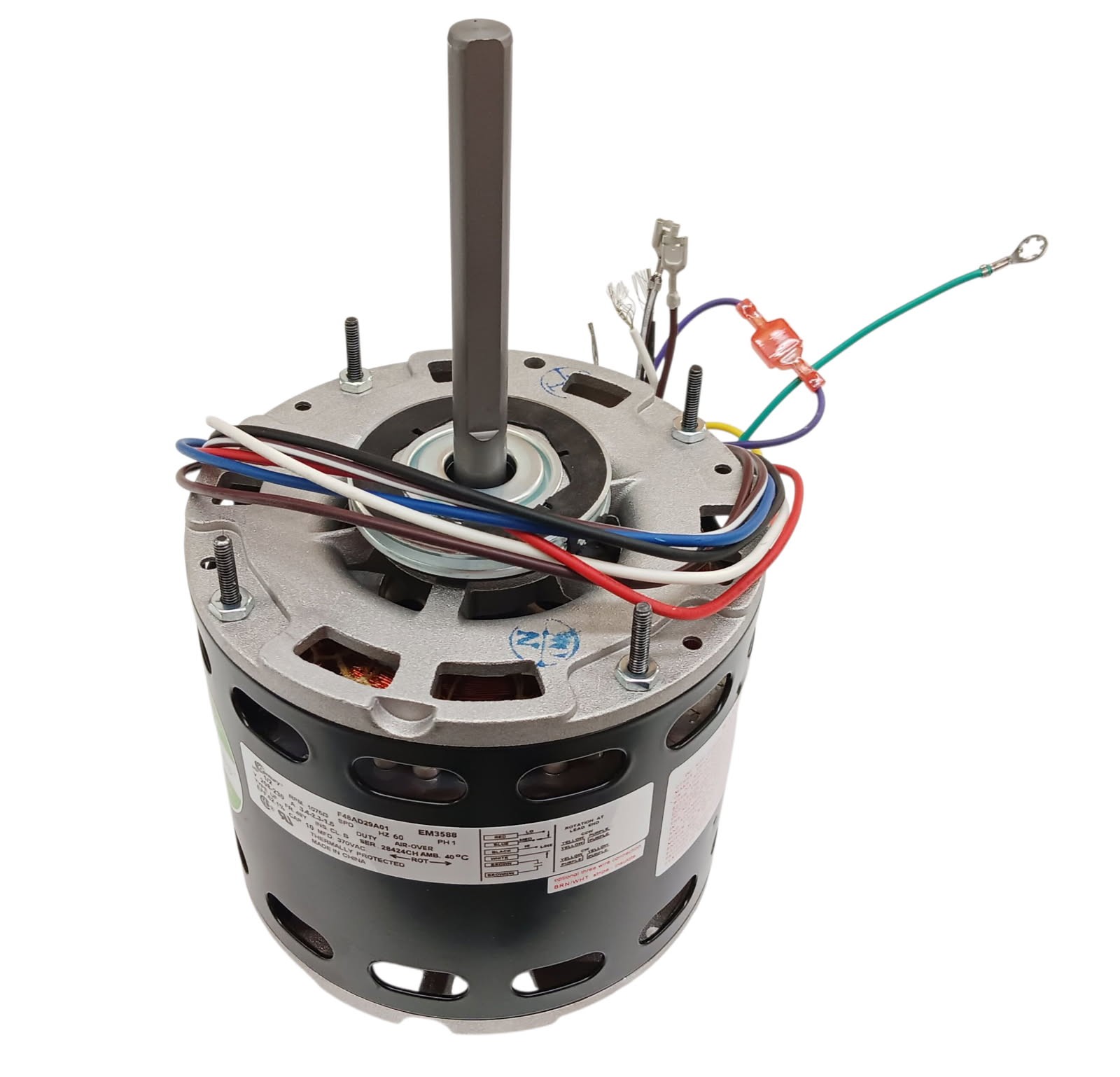 5.6″ Dia. Blower Fan Motor, 1/2 HP, 3-Spd, 208-230V, 1075RPM, 48-Frame, EM3588