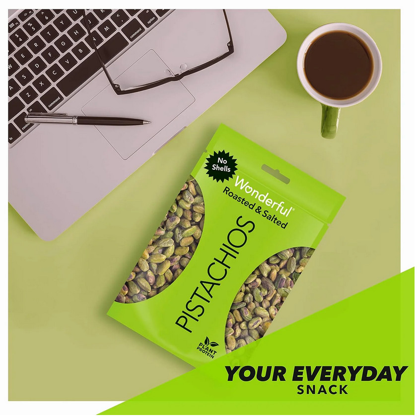 Wonderful Pistachios, No Shells Roasted & Salted Pistachios, 12 Ounce Bag