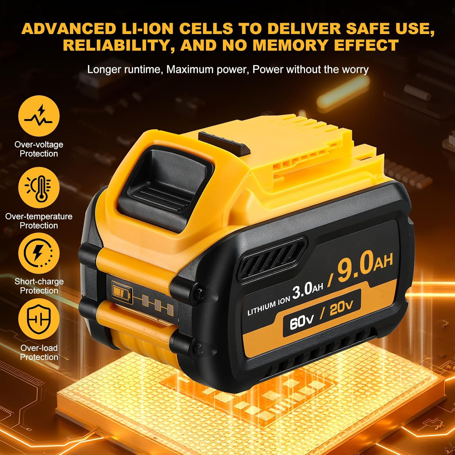 9Ah 1 Pack for DeWalt 20V MAX Tool Battery DCB606 609 612 High Capacity Li-Ion