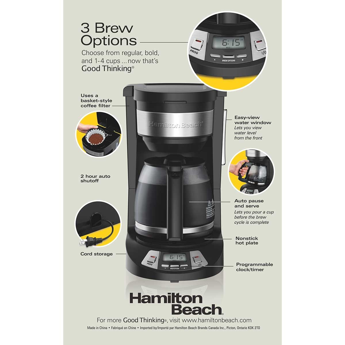 Hamilton Beach 46290 Programmable 12 Cup Coffee Maker Drip Brew Pause Black