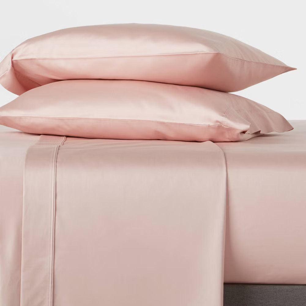 Twin/Twin XL Solid Performance 400 Thread Count Sheet Set Blush – Threshold: