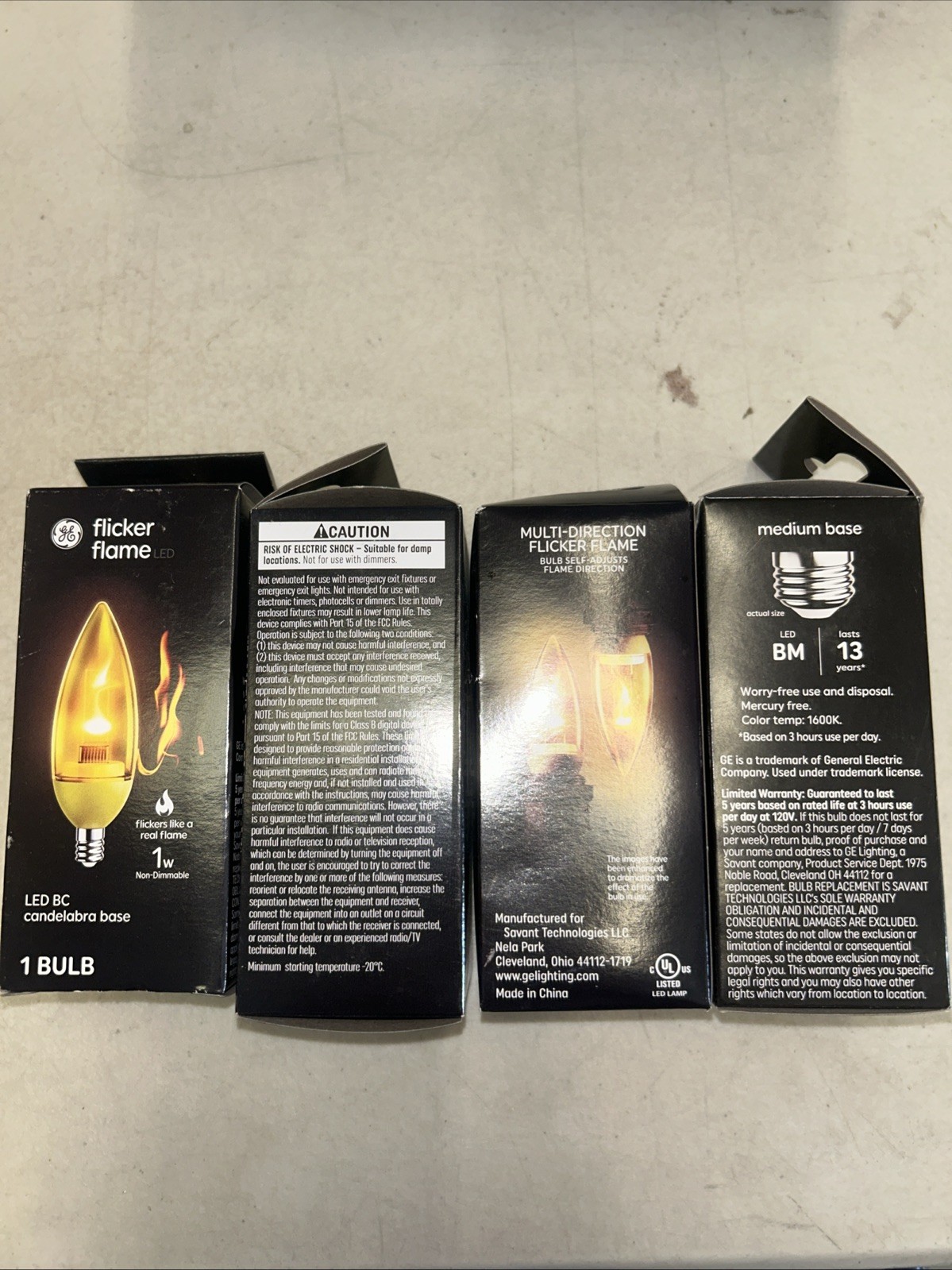 4 Pack! GE Flicker Flame LED Candelabra Base E12