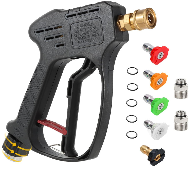Pistola Corta para Hidrolimpiadora 5000 PSI con Giro 360° y 5 Boquillas