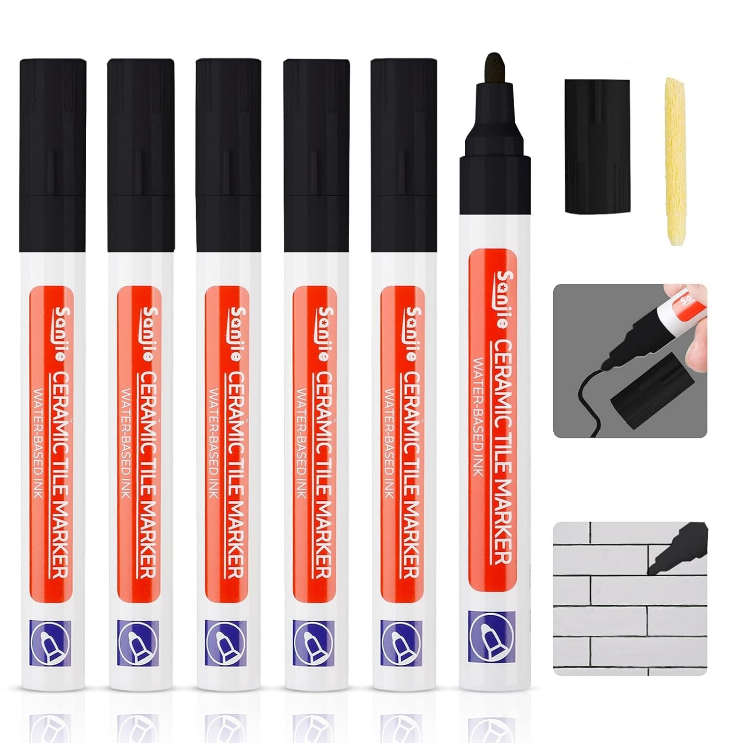 6 Pcs Grout Pen Tile Paint Marker: Waterproof Tile Grout Colorant and Seale