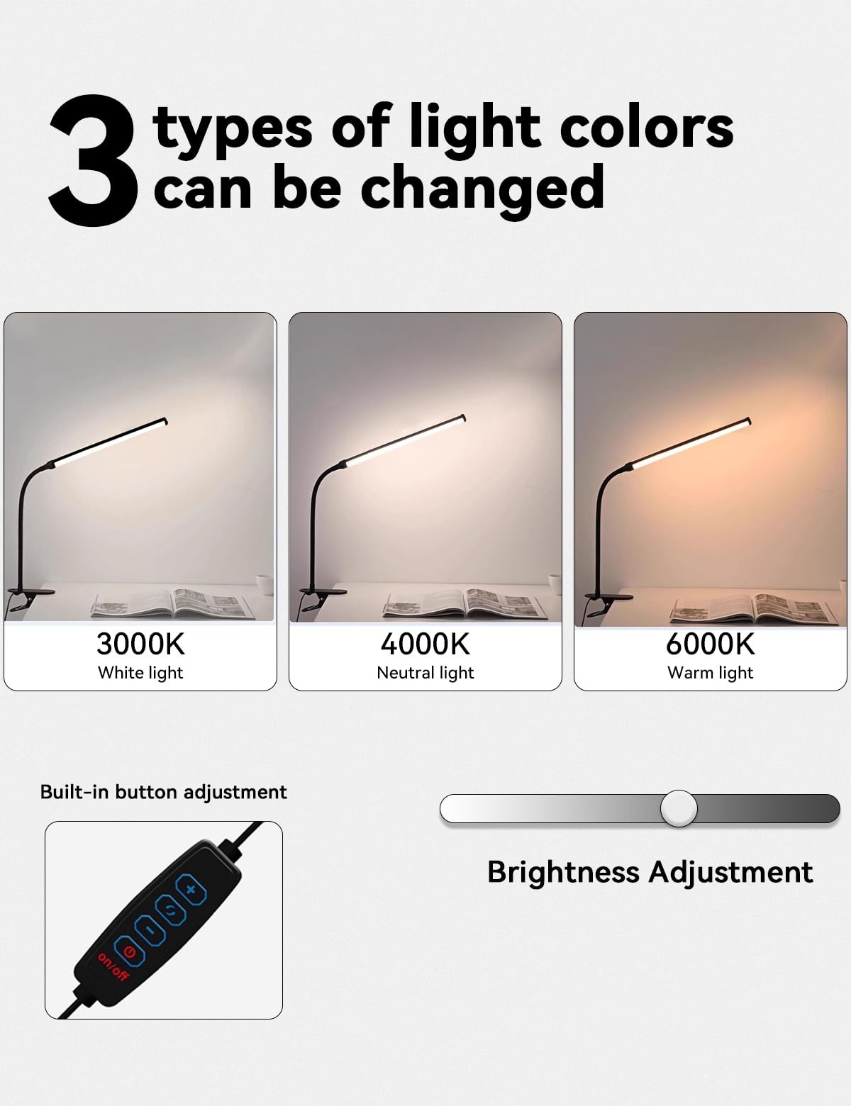 2 Pack Desk Lamp with Clamp,Eye-Friendly Clip on Lights for Home Office Study…