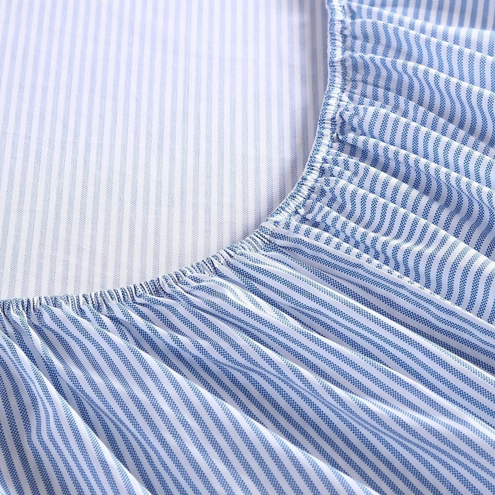 Twin XL Printed Pattern Percale Cotton Sheet Set Blue Stripe – Poppy