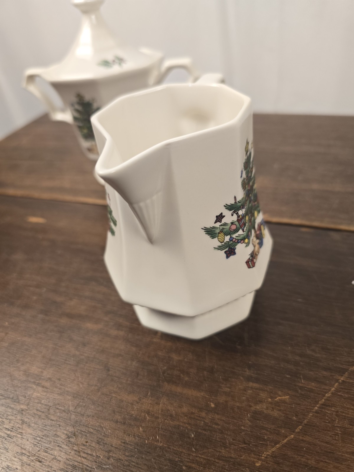 3pc VTG Nikko Classic Collection Ironstone Christmas Octagon Sugar & Creamer/Lid
