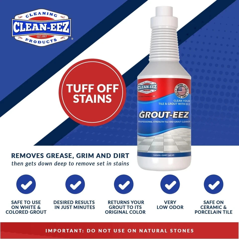 Clean-eez Grout-eez Heavy Duty Grout Cleaner Tile & Floor Stain Remover 32oz