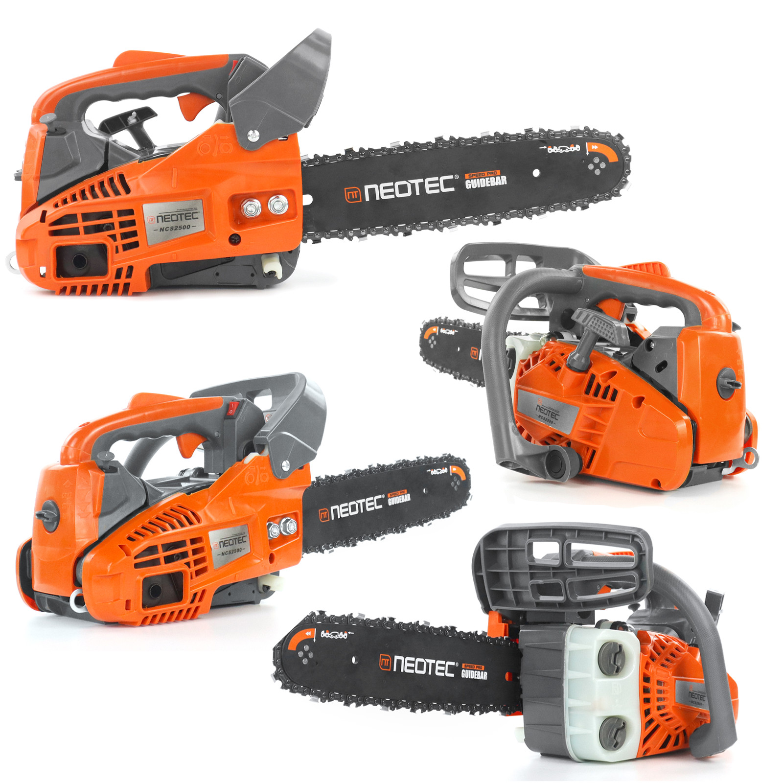 25.4cc Gas Top Handle Chainsaw with 12” Bar Chain 2-Stroke Engine Cut Tree Wood