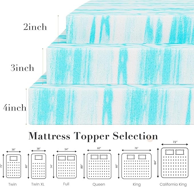 2 Inch Mattress Topper Twin King Full Queen Comfortable Memory Foam Bed Topper