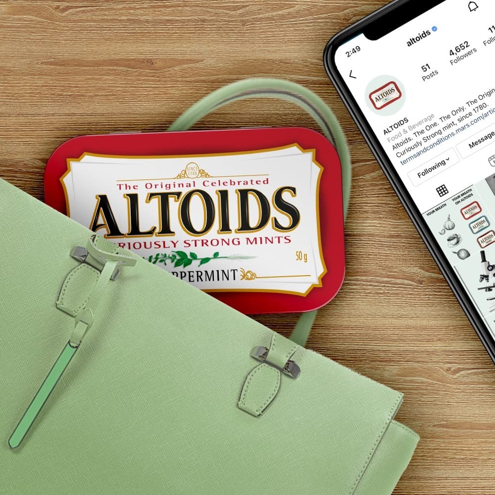 Altoids Classic Peppermint Breath Mints, 1.76-Ounce Tin Pack of 12
