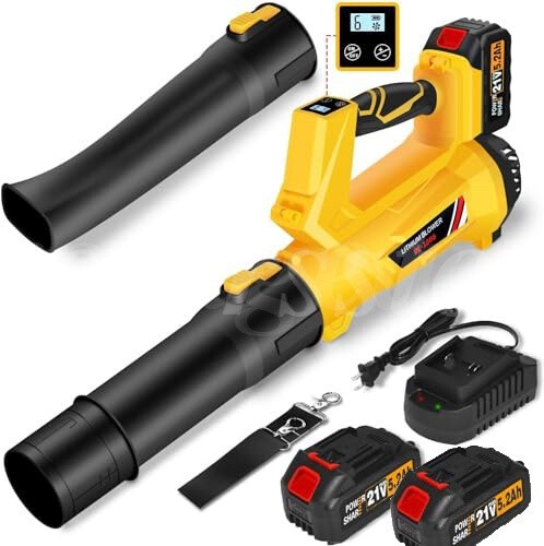 Cordless Leaf Blower 650CFM/280MPH & 6 Speed Levels Electric w/2 Batteries 6.0Ah