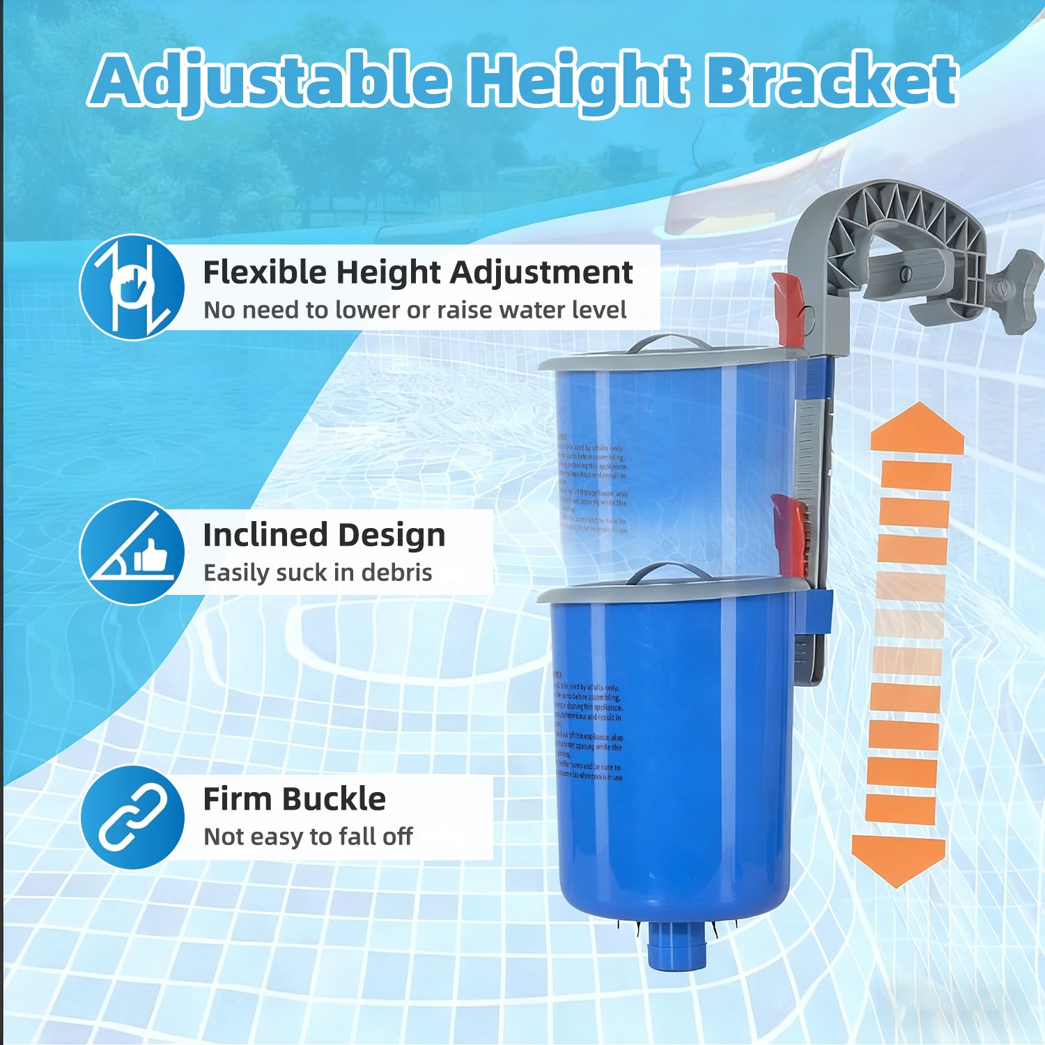 Above Ground Pool Skimmer – Wall Mount Adjustable Floating Debris Collector | US