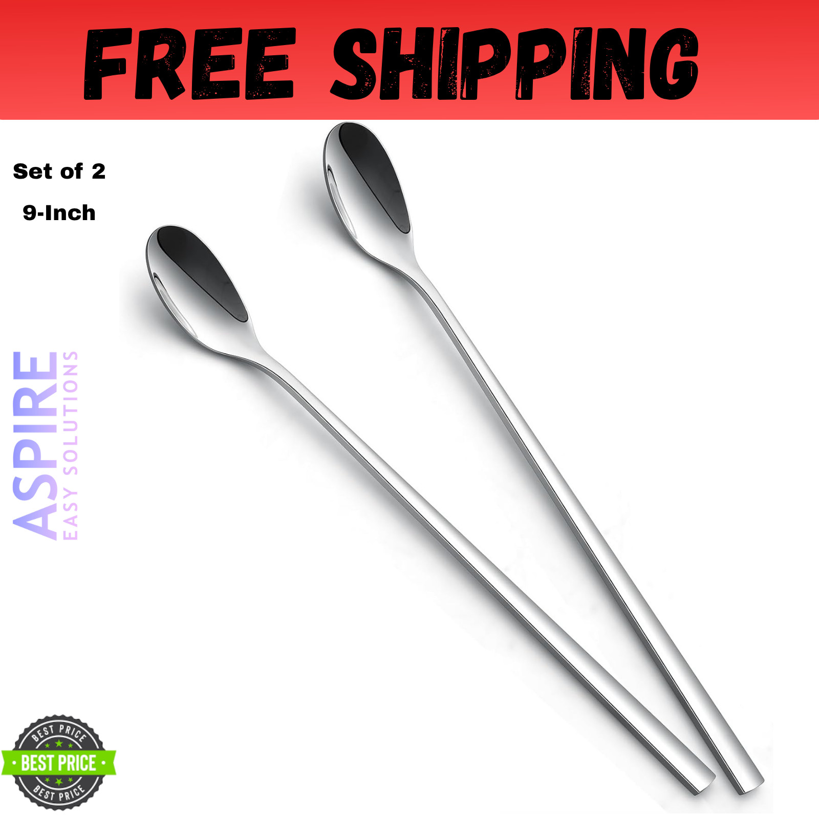 9-Inch Long Handle Spoon, Coffee Stirrers Ice Tea Spoon Premium 18/10 Stainless