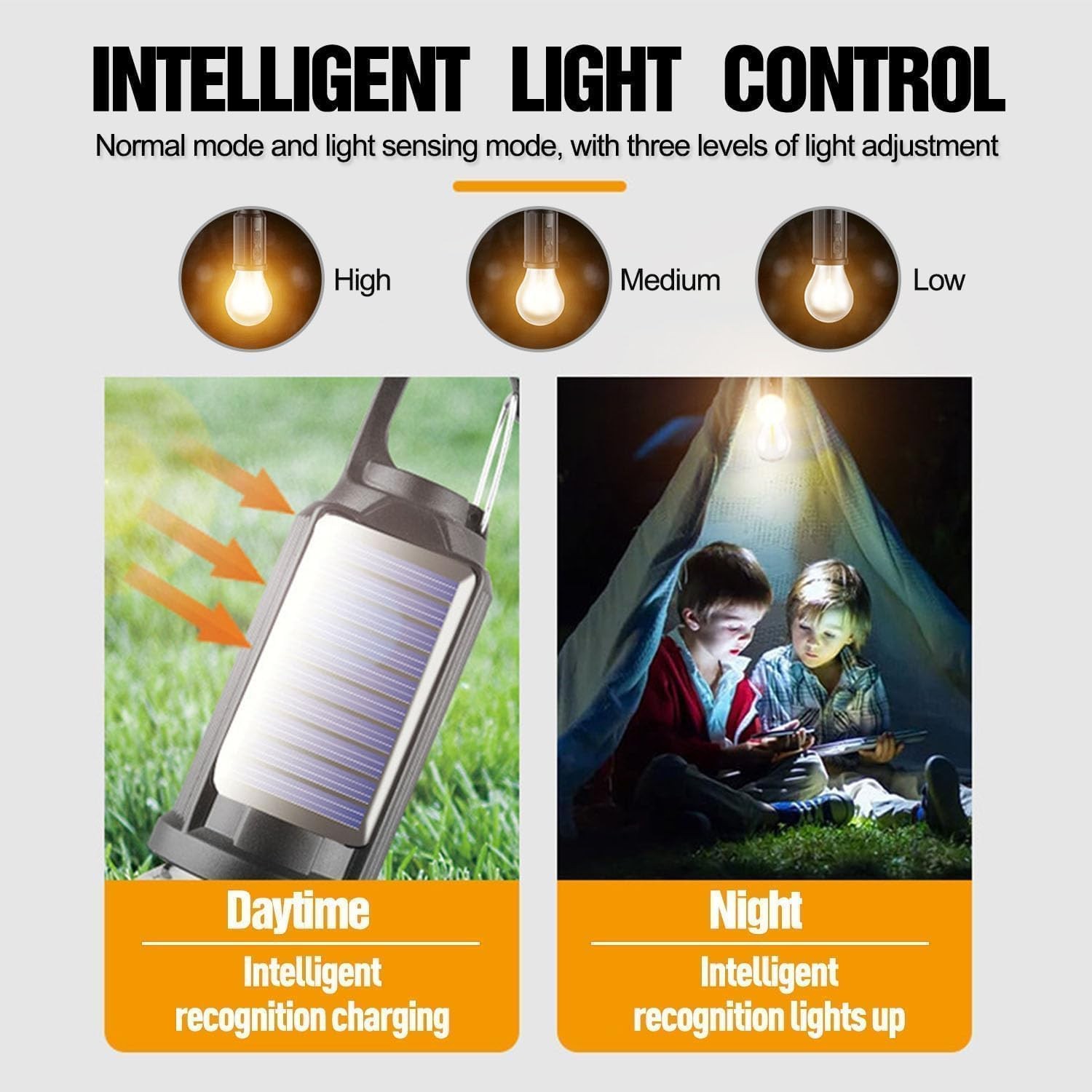 Solar Tent Lights Outdoor USB Rechargeable Led Camping Lantern Hanging Bulb Hook