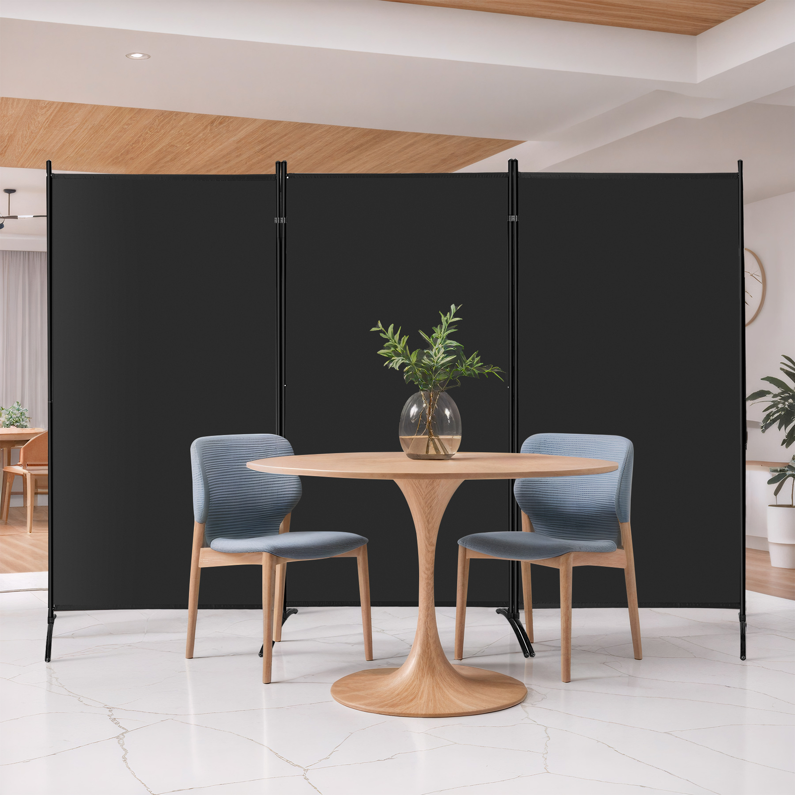 3 Panel Room Divider 6 FT Tall Folding Privacy Screens Partition Separator Black