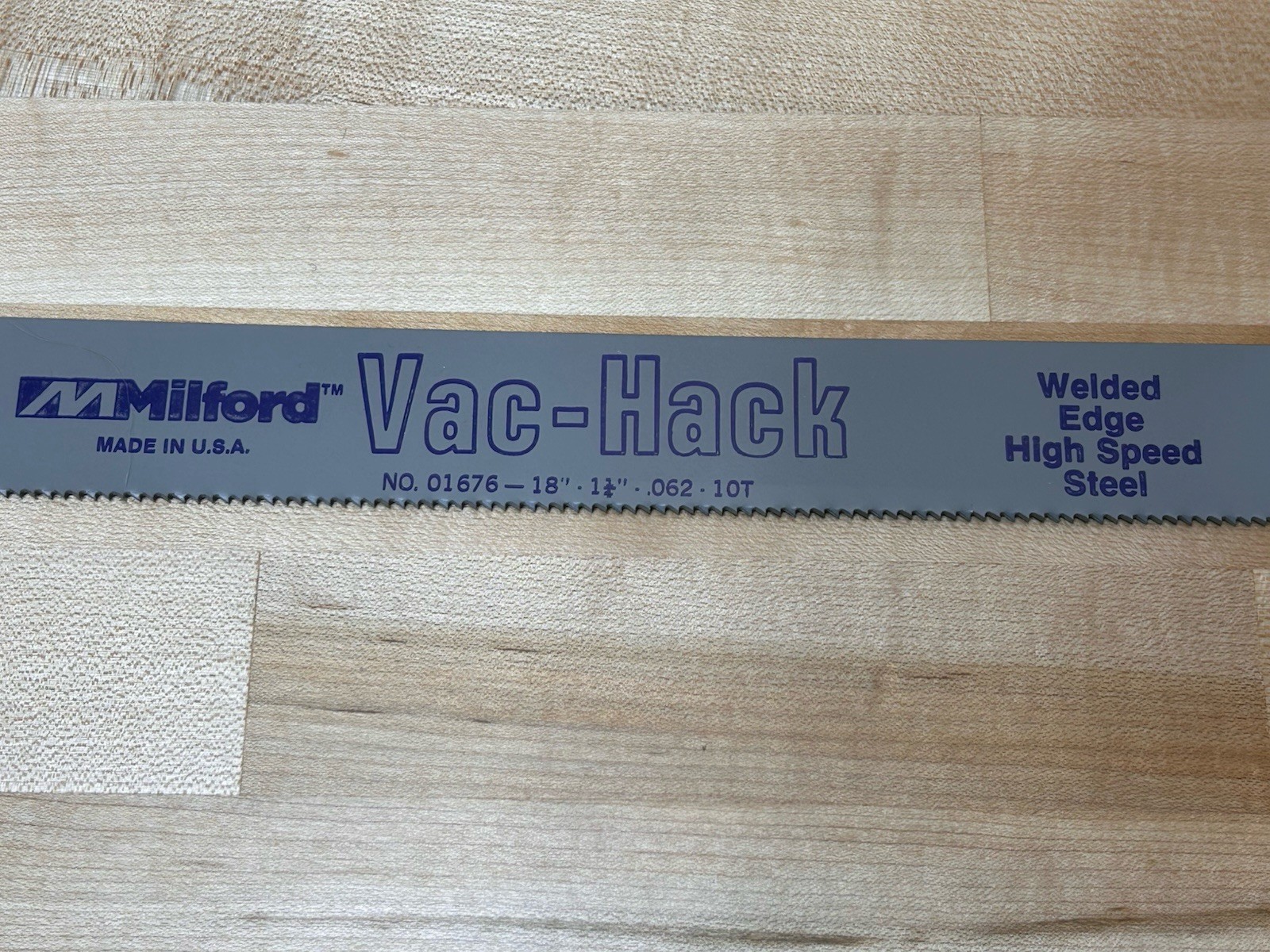 NOS Milford Vac-Hack 18″ x 1-1/4″ x .062″ 10 Tpi Power Hacksaw Blade HSS 🇺🇸