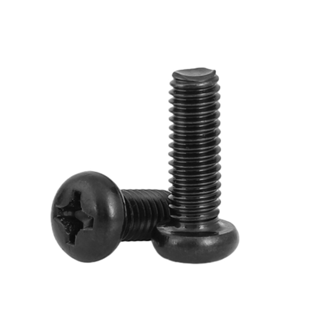 UNC 2 4 6 8 10 1/4 5/16 Black Pozi Phillips Pan Bolts Machine Screws Round Head