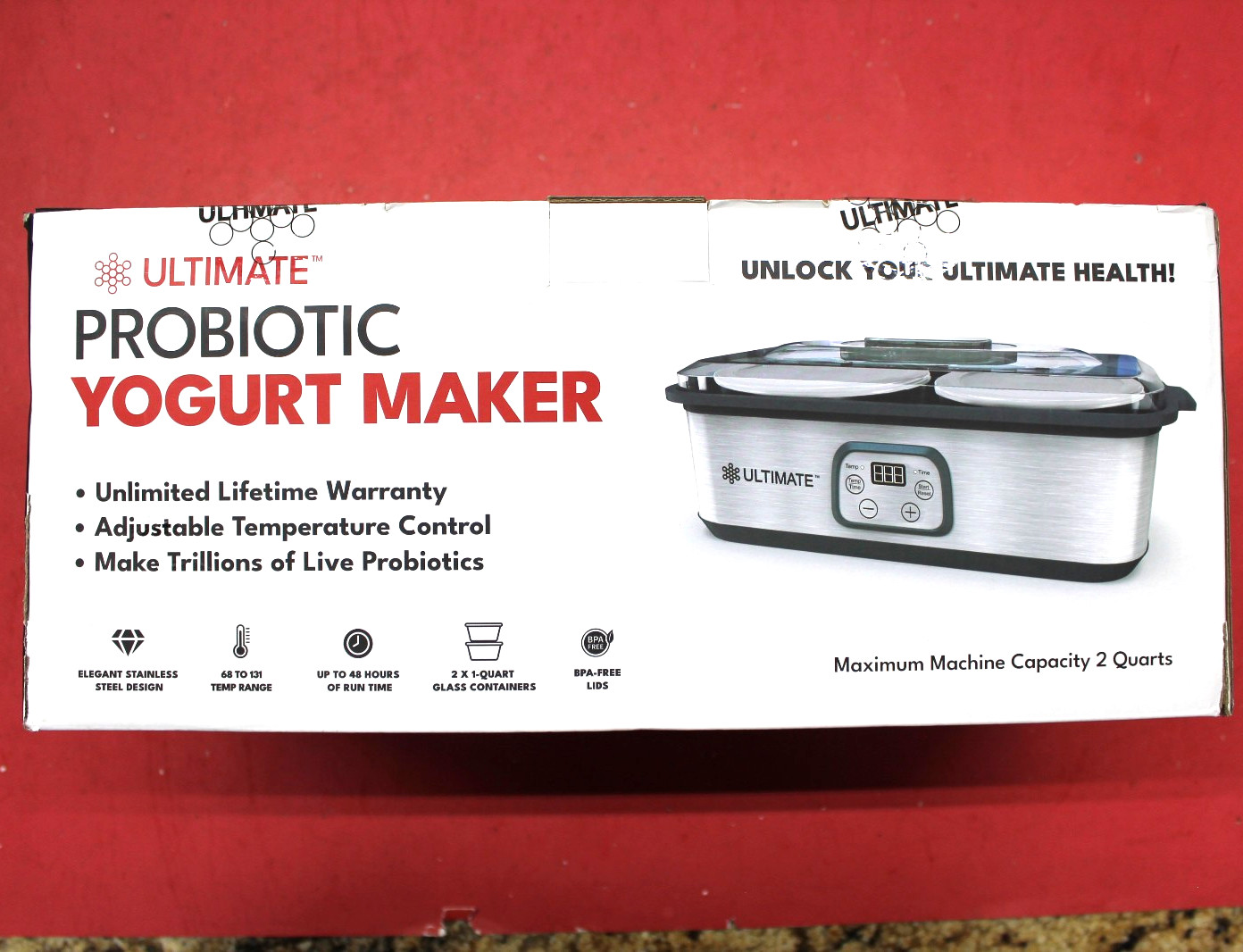 Ultimate Probiotic Yogurt Maker with Adjustable Temperature & Time Control, Open
