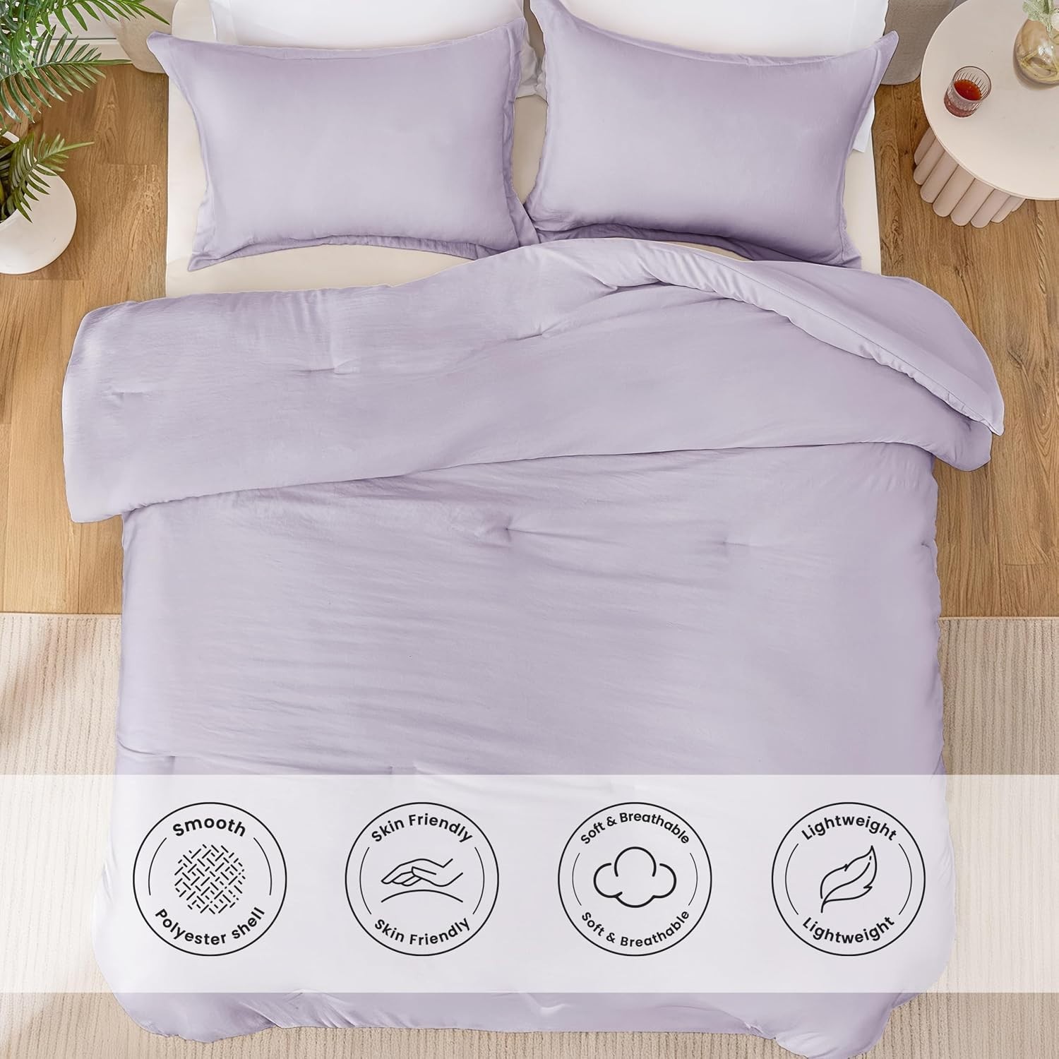 Lavender Full Comforter Set – 3-Piece Lightweight All-Season Bedding Solution