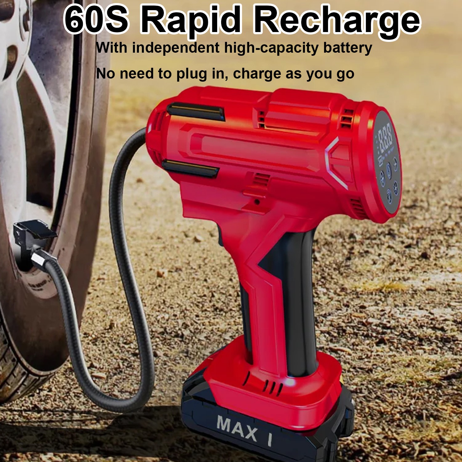150PSI Cordless Tire Inflator Portable Air Compressor Car Air Tire Pump +Battery