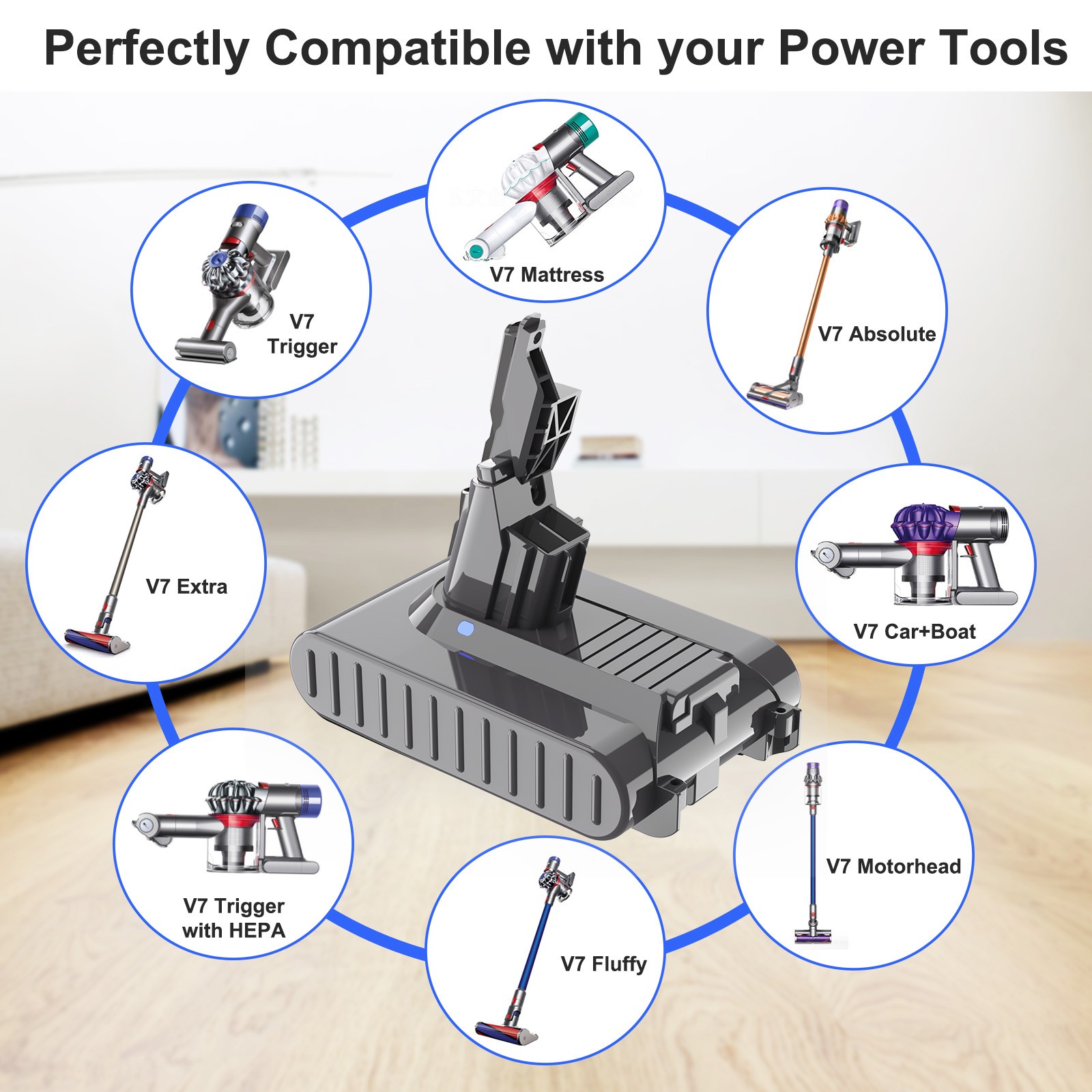 6.0AH For Dyson V7 21.6V High Capacity Battery V7 Animal Replacement Battery