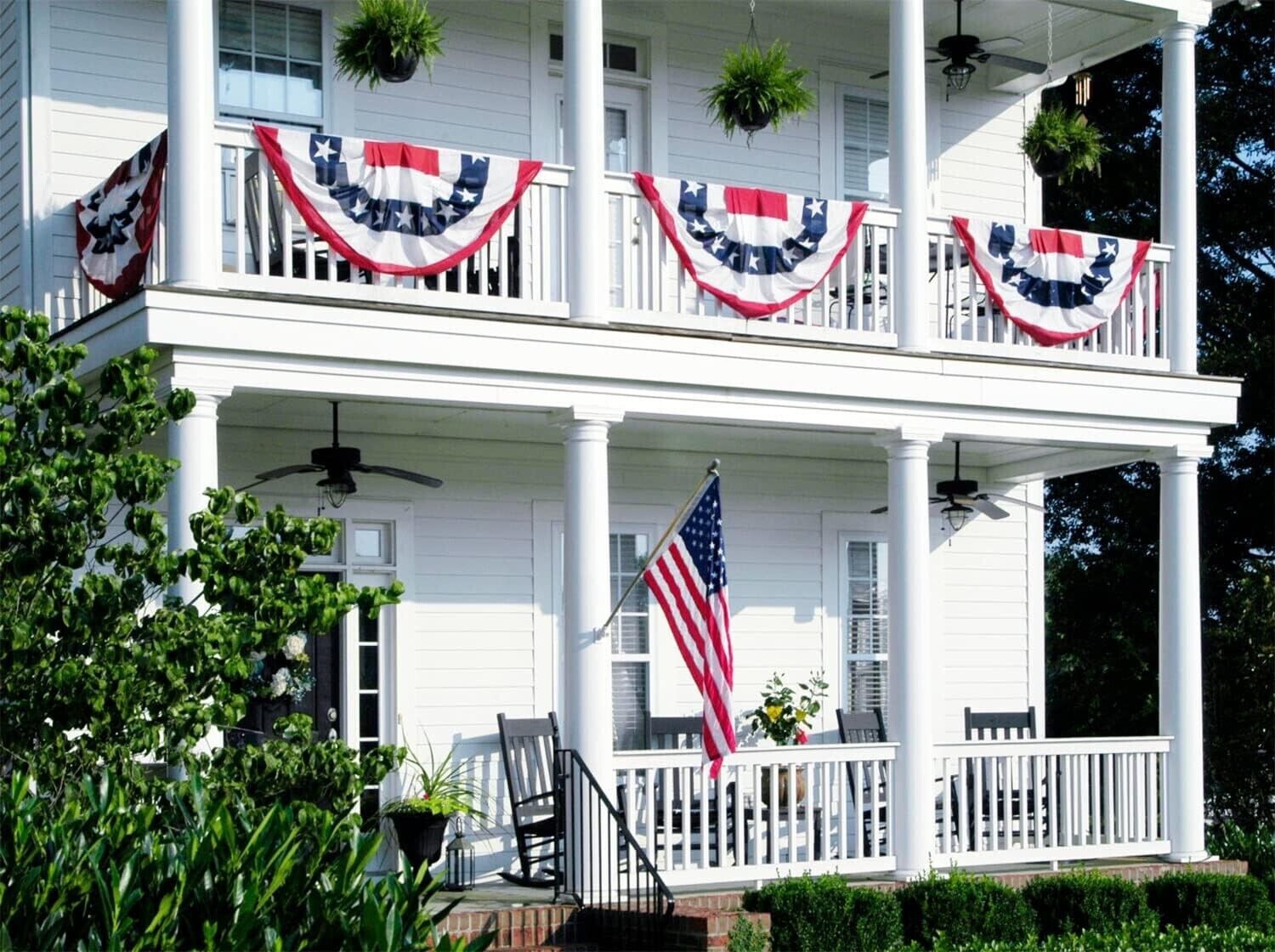 4 Pack Pleated USA Fan Flag 3×6 Feet American US Bunting Flags Half Fan Banner