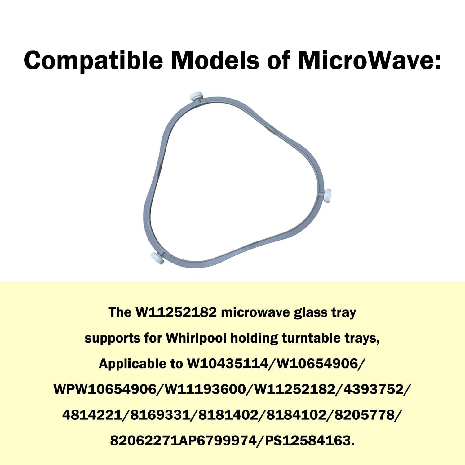 7.48 Inch W11252182/8206227 Microwave Turntable Support Ring 1 Pack, Gray