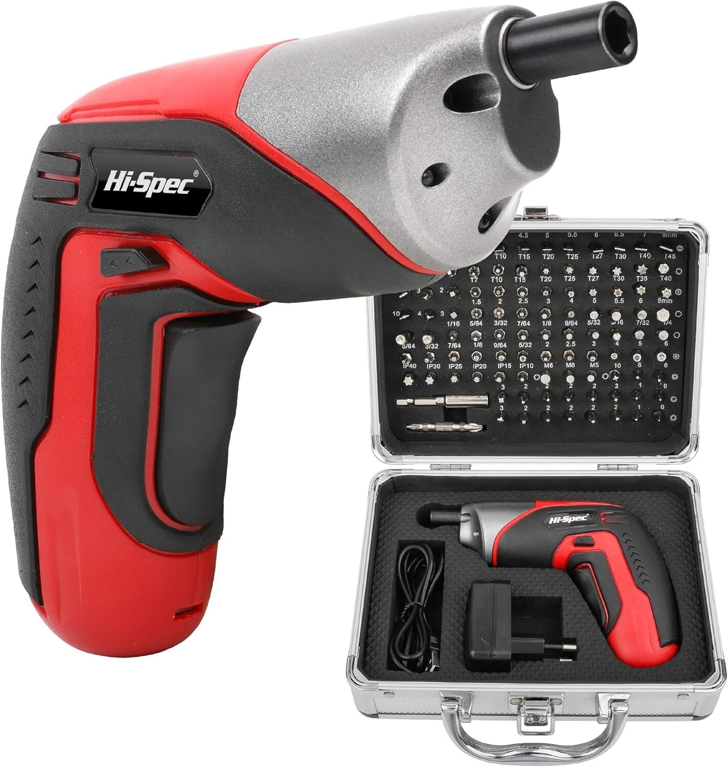 Hi-Spec Cordless 3.6V 1300mAh Li-ion Battery Power 4 LED Screwdriver & 102 Piece