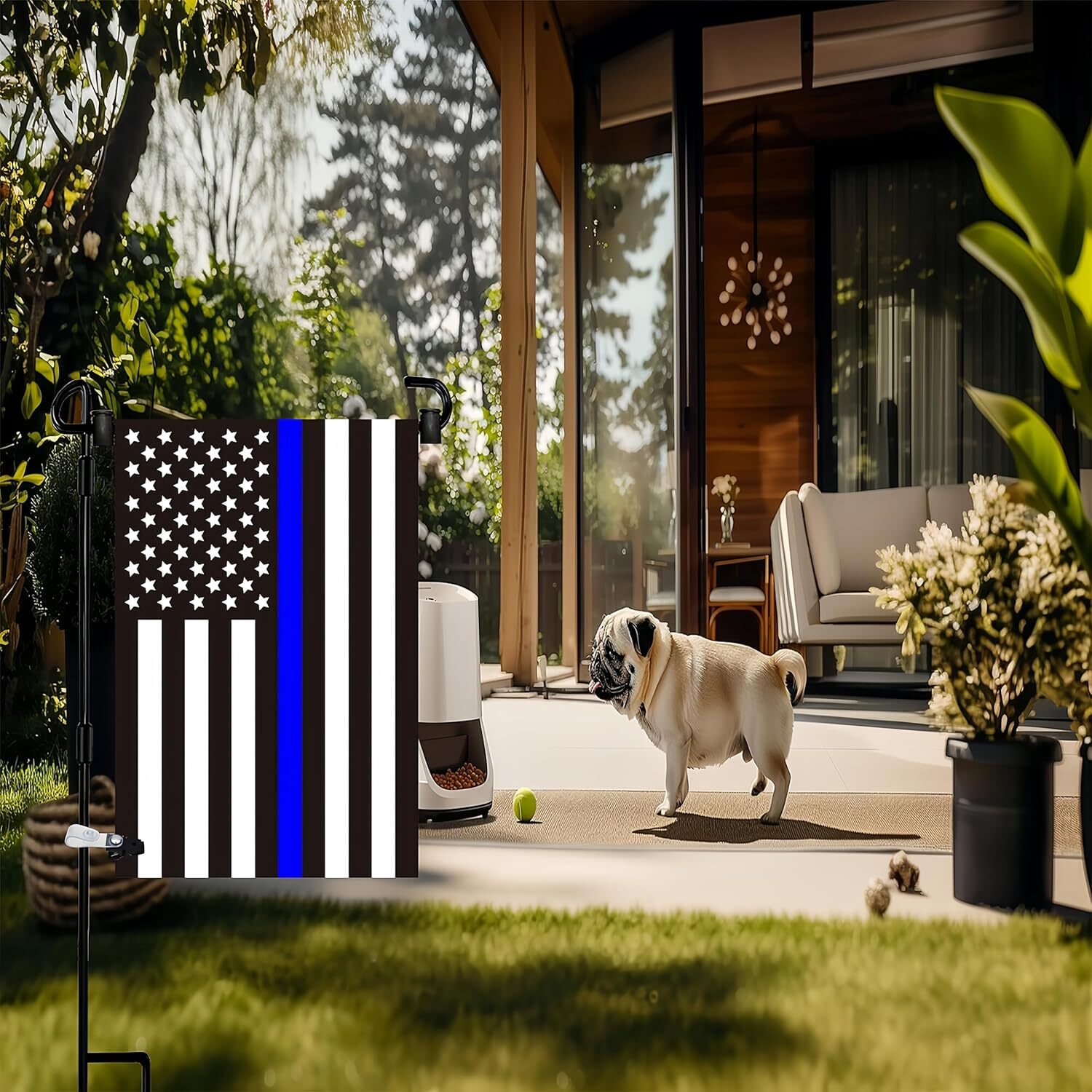 2 Pack Garden Flag Stand Holder Pole with Garden Flag Stopper and Anti-Wind Clip
