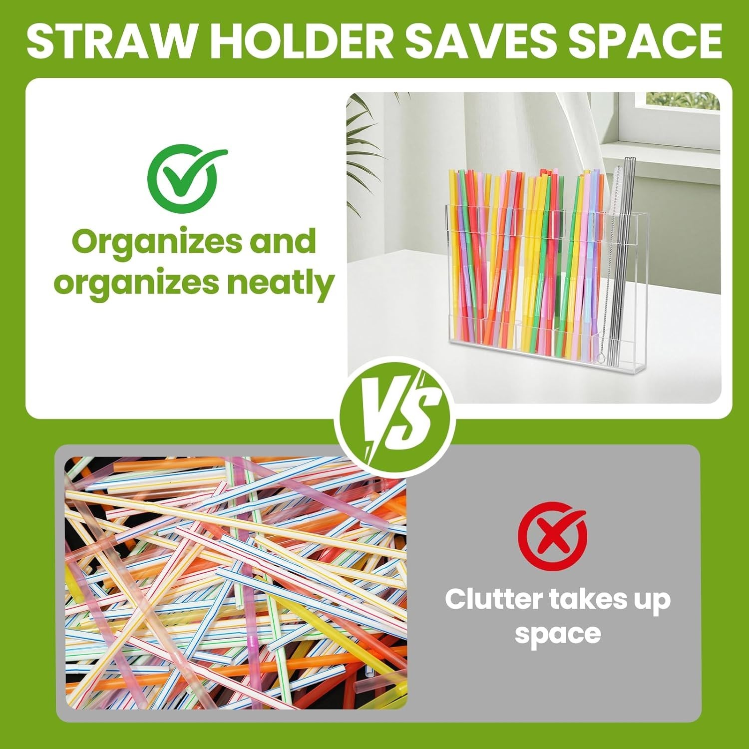 9.8in Acrylic Straw Organizer Cabinet Door Mounted Storage Transparent NEW