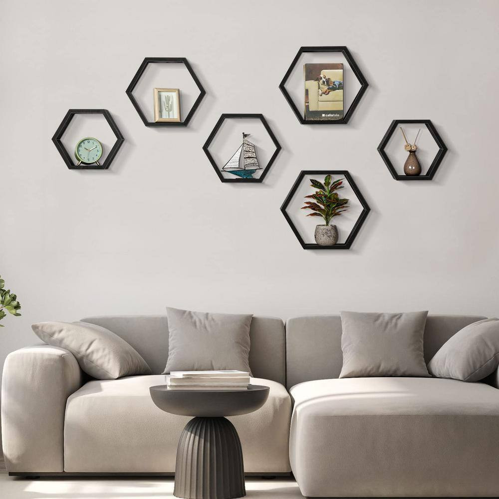 14.8 In. W X 3.12 In. D Black Farmhouse Honeycomb Display Hexagonal Decorative W