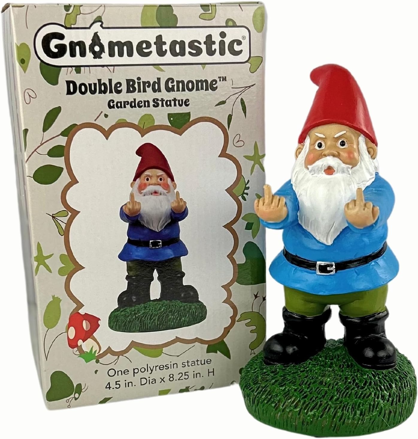 The 8.5in Naughty Gnome – Unique Middle Finger Statue for Garden