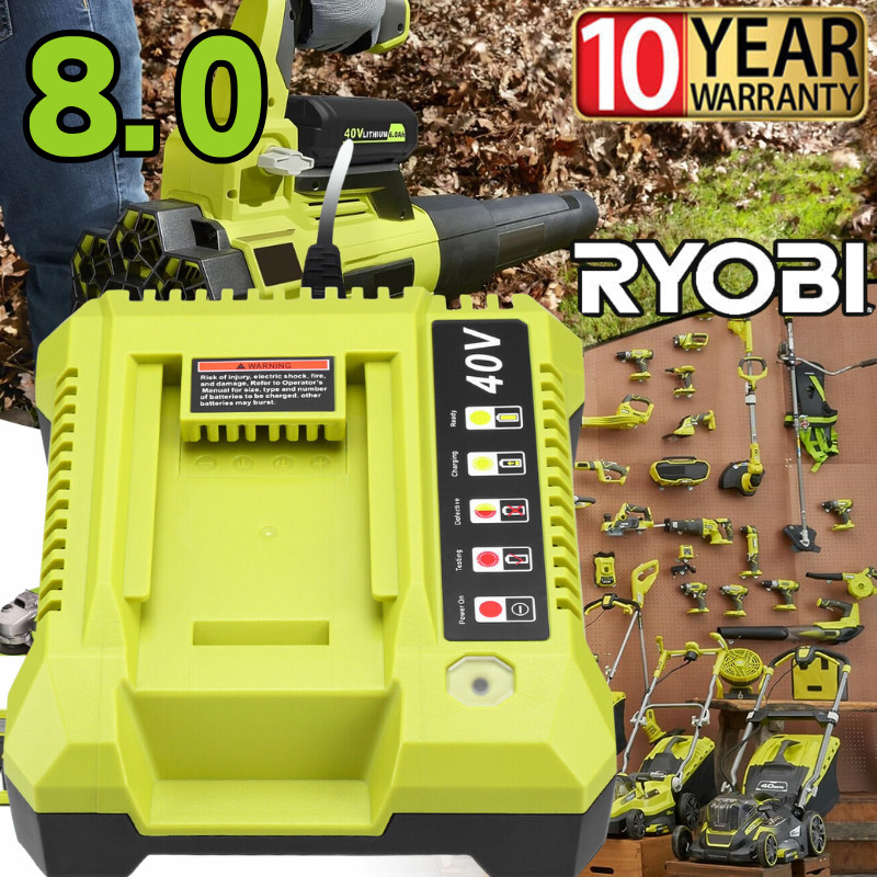 8.0Ah Battery 40 Volt for Ryobi 40V Lithium OP40602 Battery with LED OR Charger