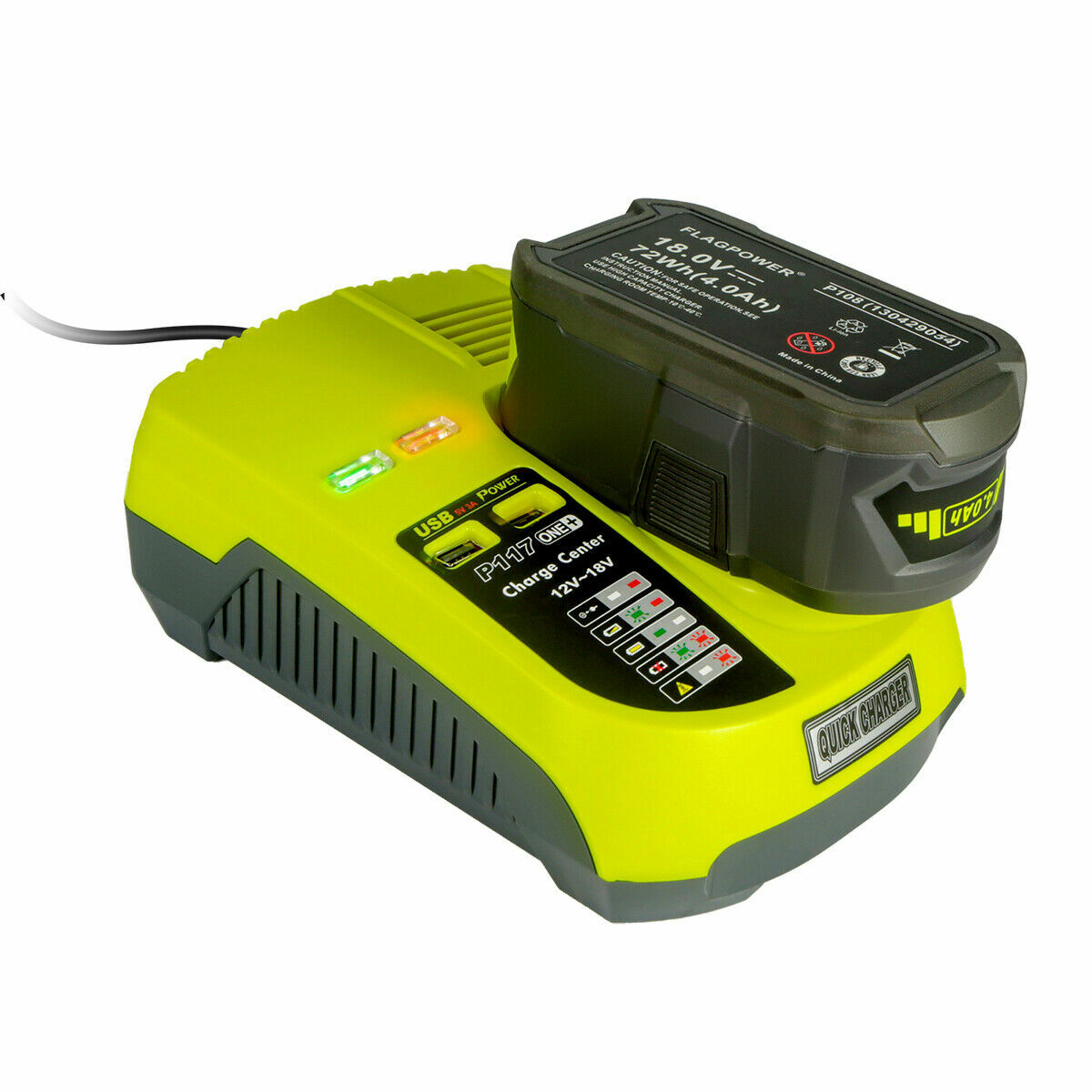 P117 Fast Charger For RYOBI For One+ Plus P108 18V High Capacity Lithium Battery