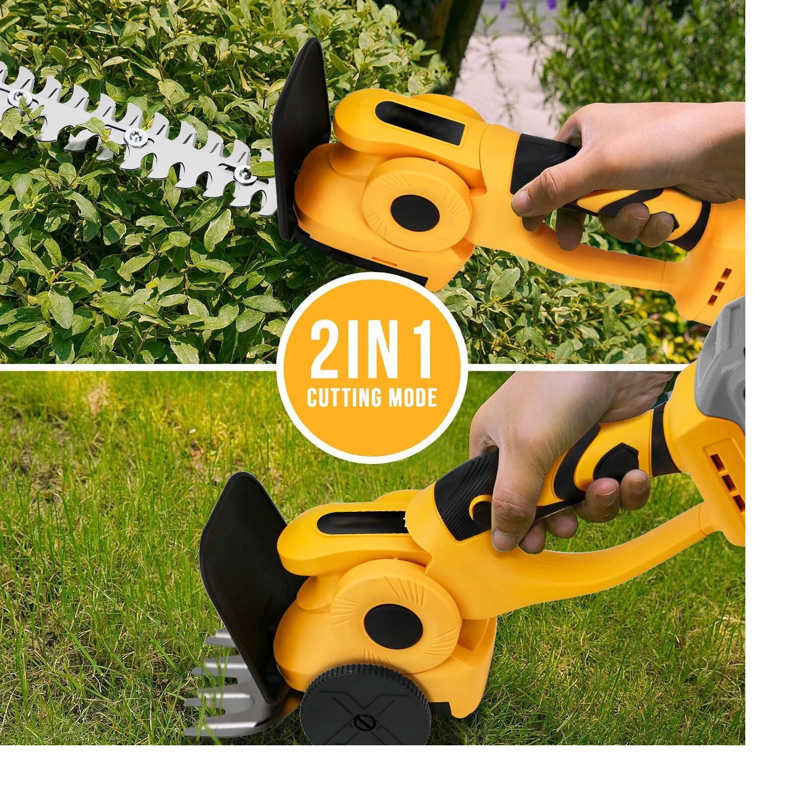 Electric Cordless Grass Shear 20V Shrubbery Trimmer 2 in 1 Hedge Shears Cutters