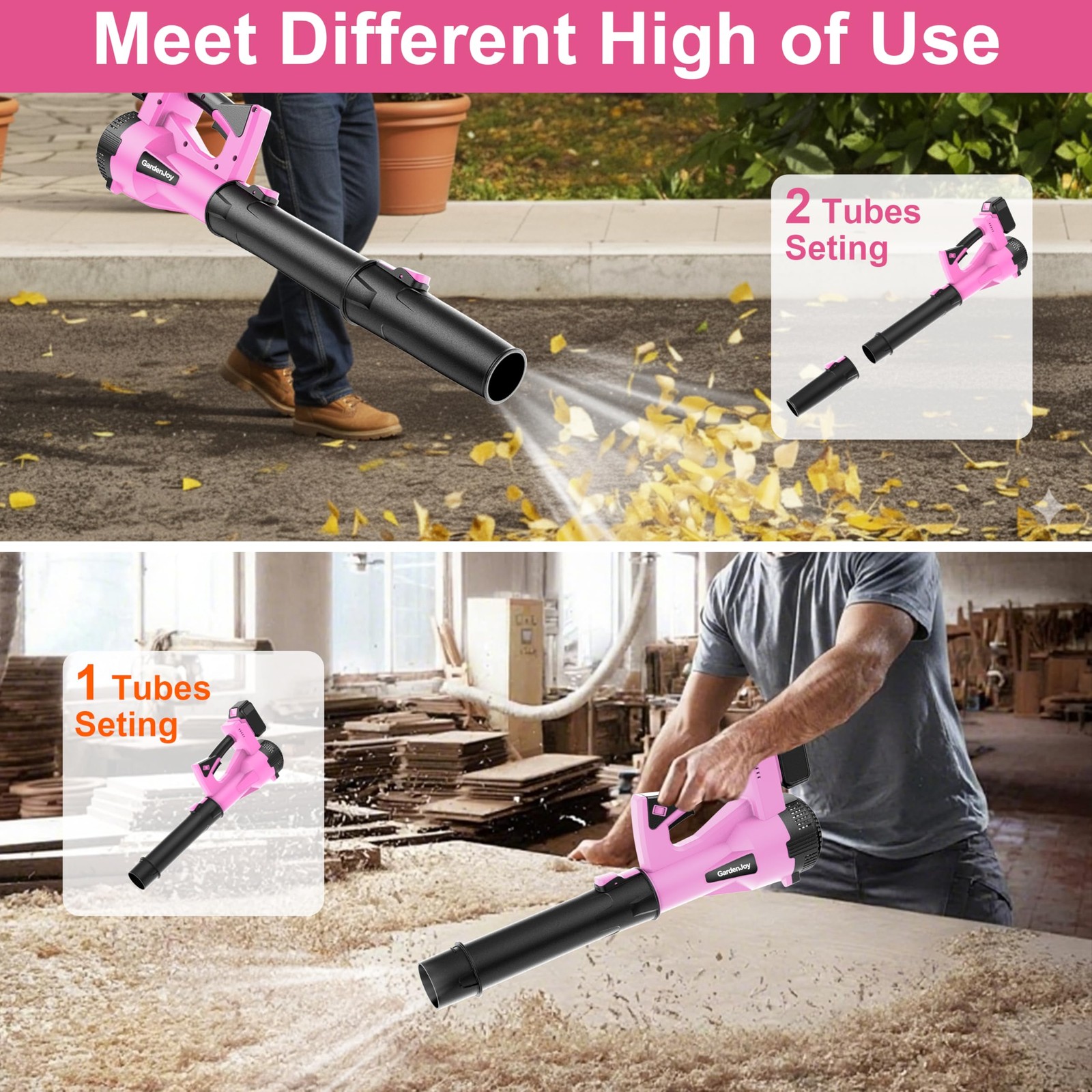 Cordless Leaf Blower 21V 500CFM 150MPH, 6 Speed Modes, Lightweight, 2 Batteries
