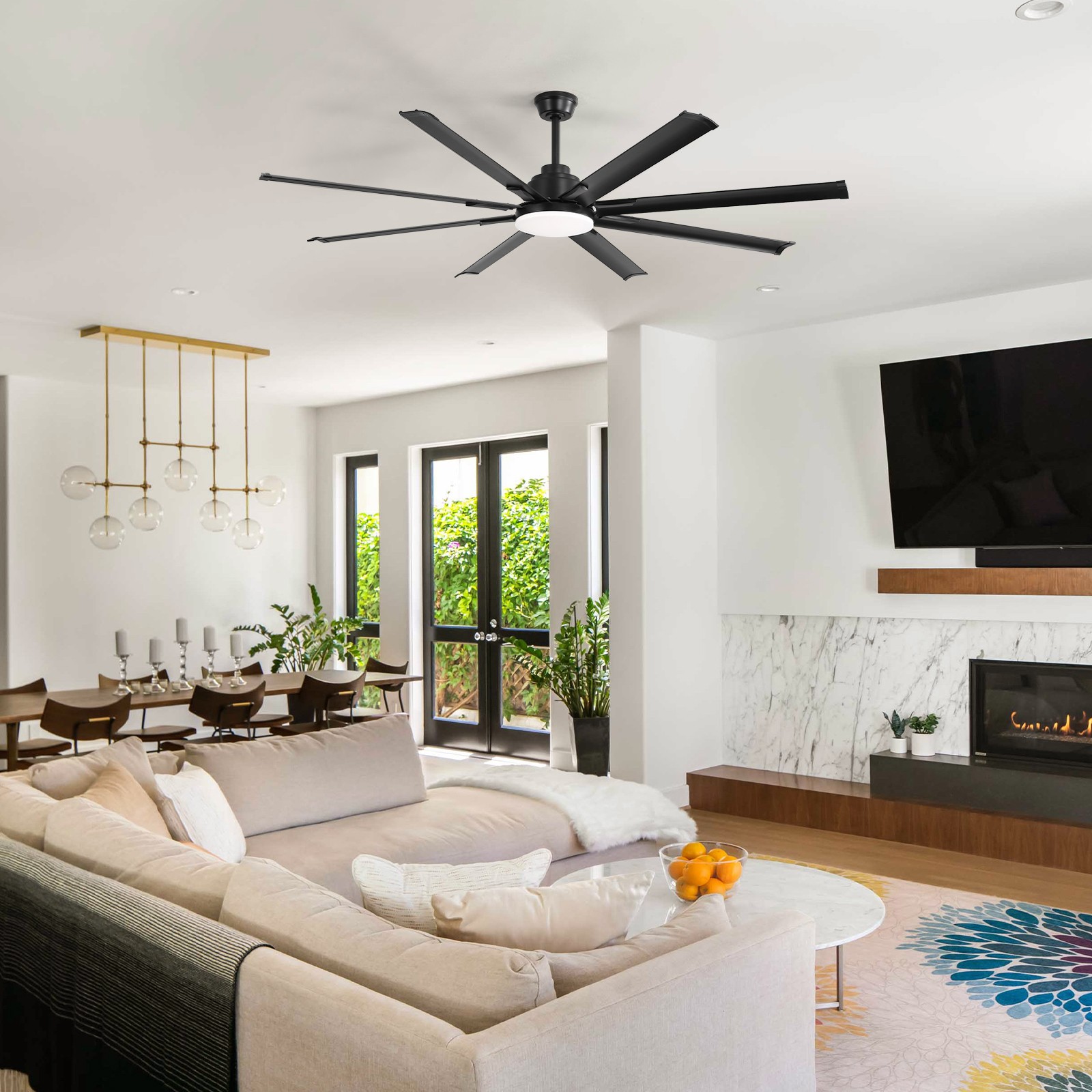 72in,Smart Large,Ceiling Fans,Stepless Dimming LED,APP/Voice/Remote,Google/Alexa