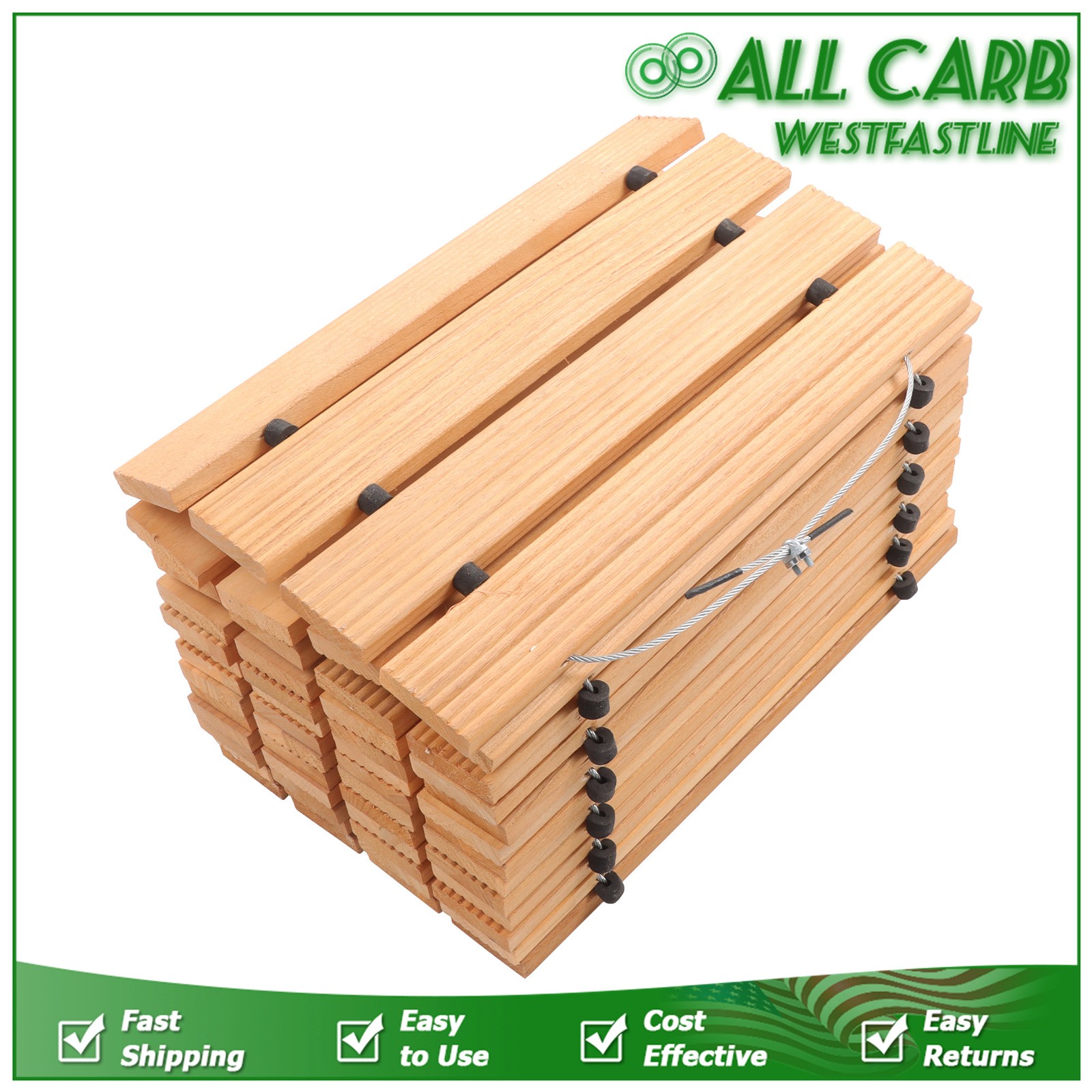 12ft Lx17 in W Straight Wooden Garden Pathway Roll Out With Wire Rope Connection
