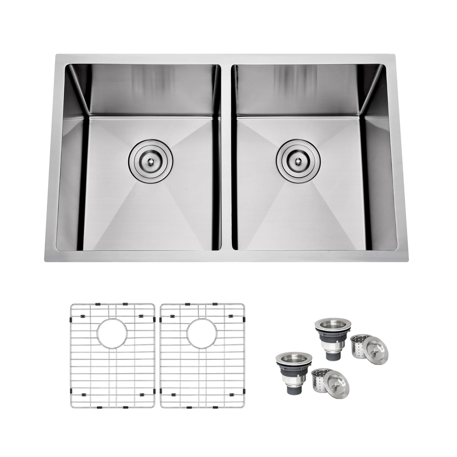32″ Undermount Double Bowl Kitchen Sink Stainless Steel Sink with Accessories