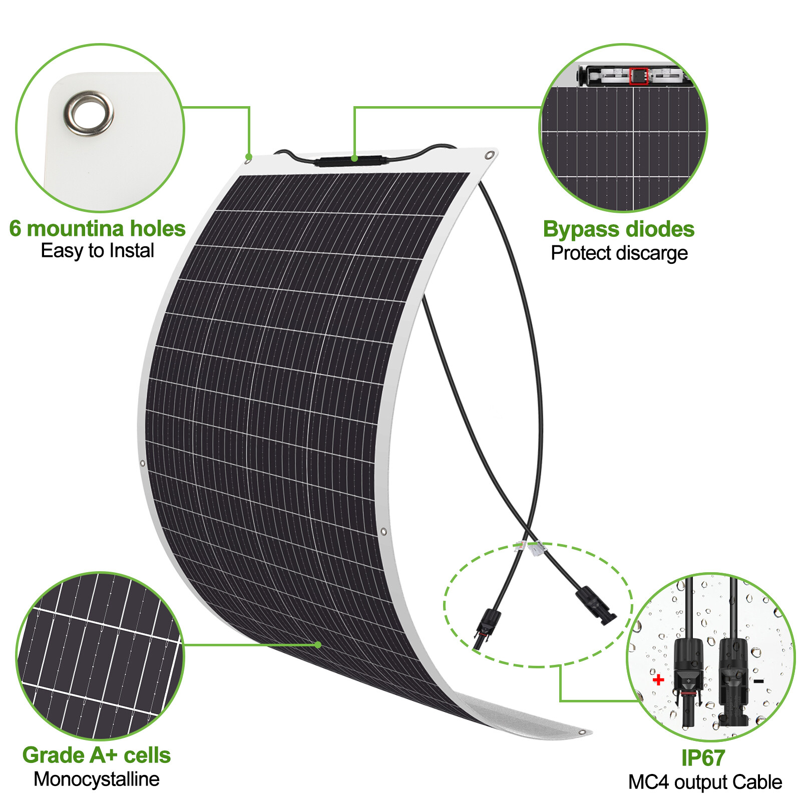 300W Flexible Solar Panel Mono 12V Portable Power Camping Home RV Battery Charge