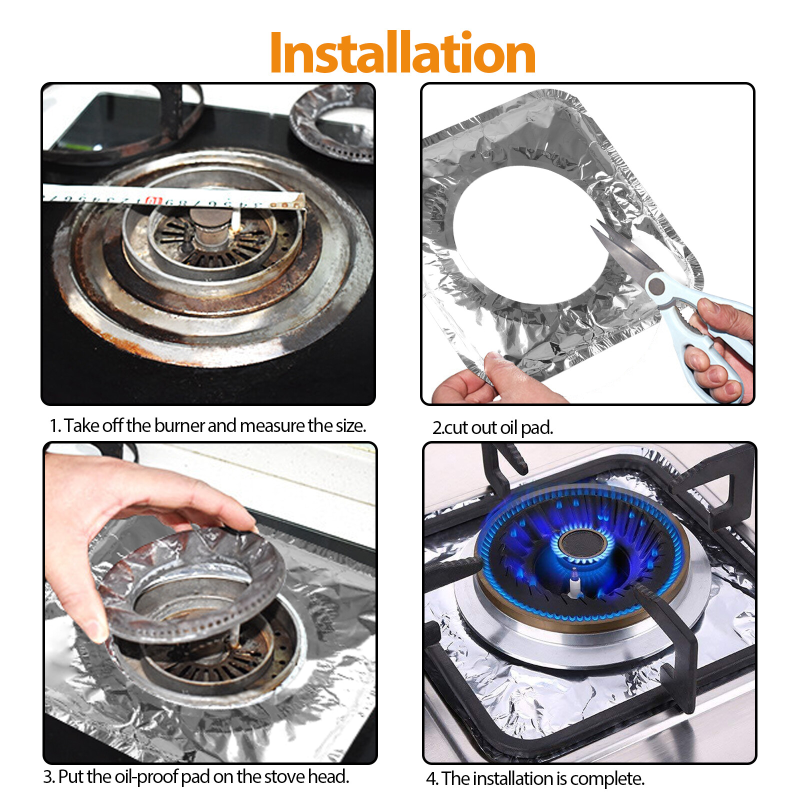 100 Pcs Disposable Aluminum Foil Square Gas Stove Burner Liners Heavy Bib Cover