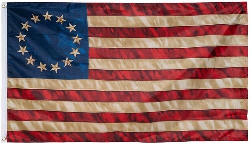 Betsy Ross Flag 3×5 Ft Vintage Tea Stained 13 Stars American Flags Colonial