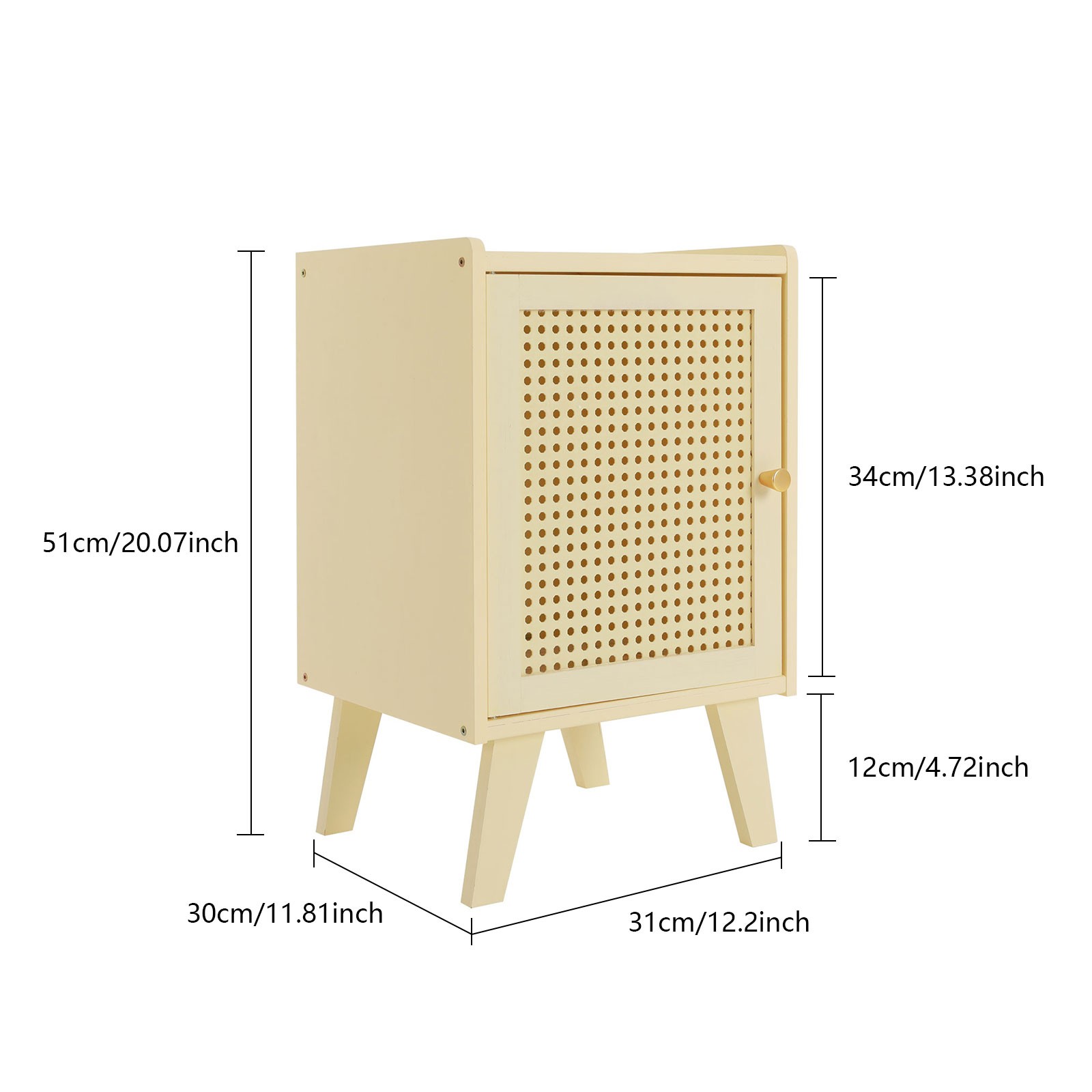 Bamboo Bedside Table End Table Storage Modern Bedside Table 12.2×11.81×20.07 in