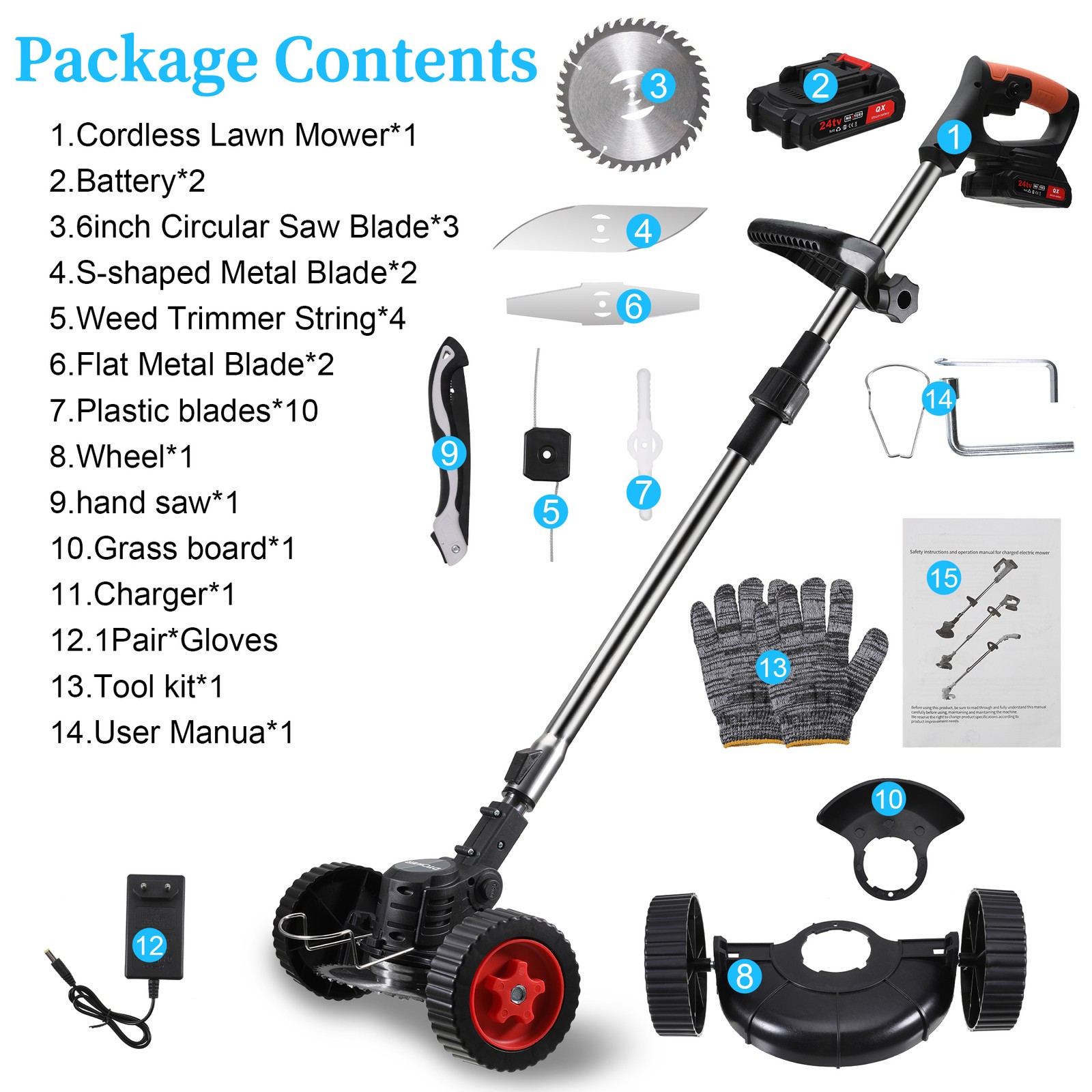 Electric Cordless Grass String Trimmer Lawn Edger Weed Wacker Cutter 2 Batteries