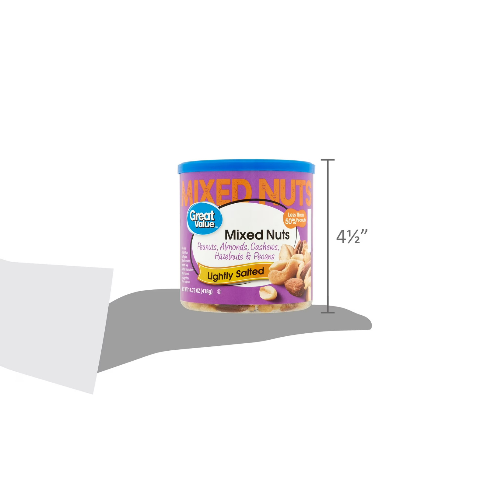 Great Value Roasted & Lightly Salted Mixed Nuts, 14.75 oz Free Shipping